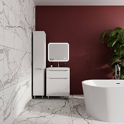 Style Line Тумба с раковиной Марелла 60 Люкс Plus антискрейтч белая матовая – фотография-9